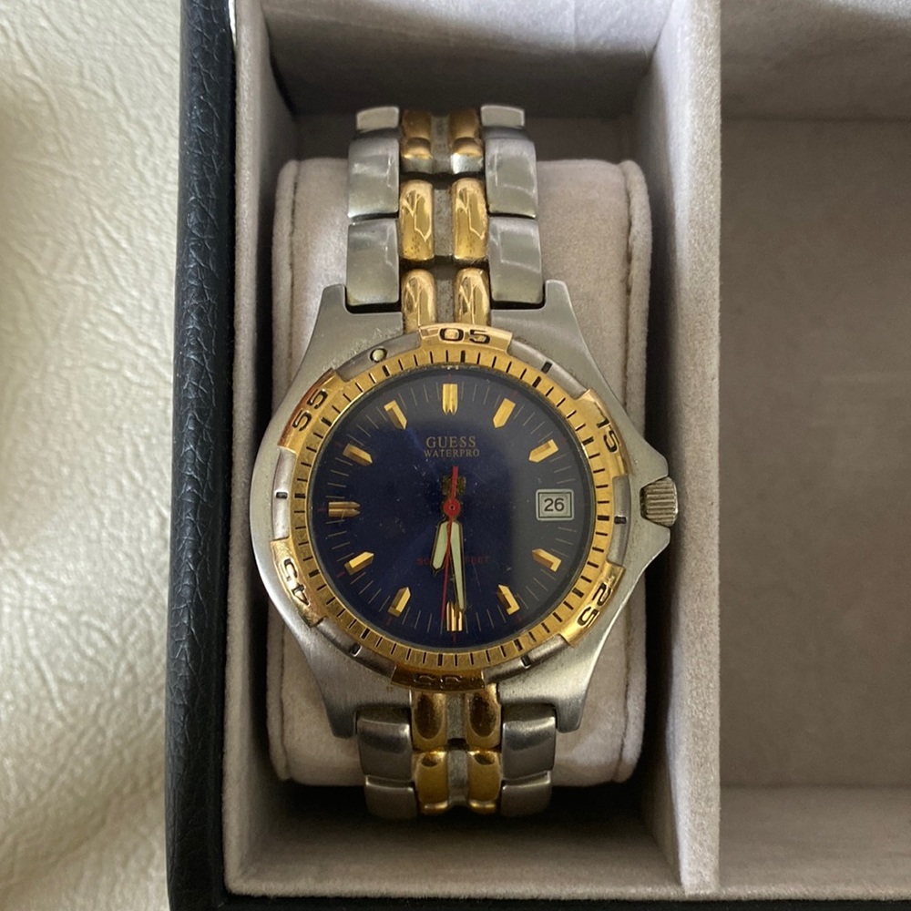 Guess Waterpro Men 50m Dual Tone Rotating Bezel Analog Quartz Watch